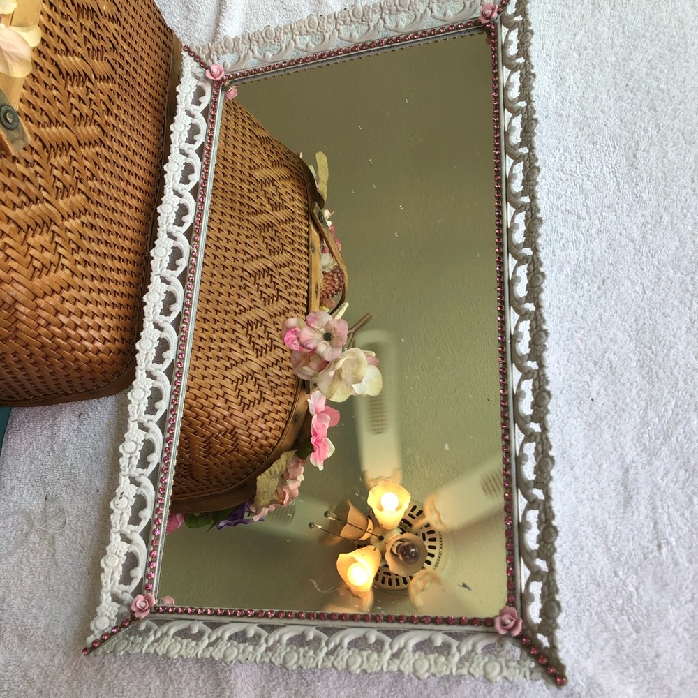 Vintage Mirrored Dresser Tray